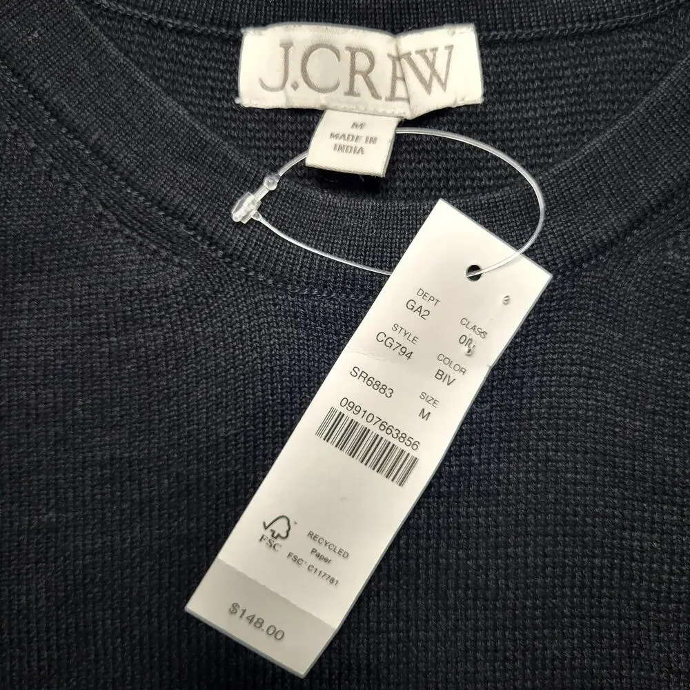 J. Crew Embellished Sweater Shell Black Ivory Beaded Sleeveless Top Crop Medium